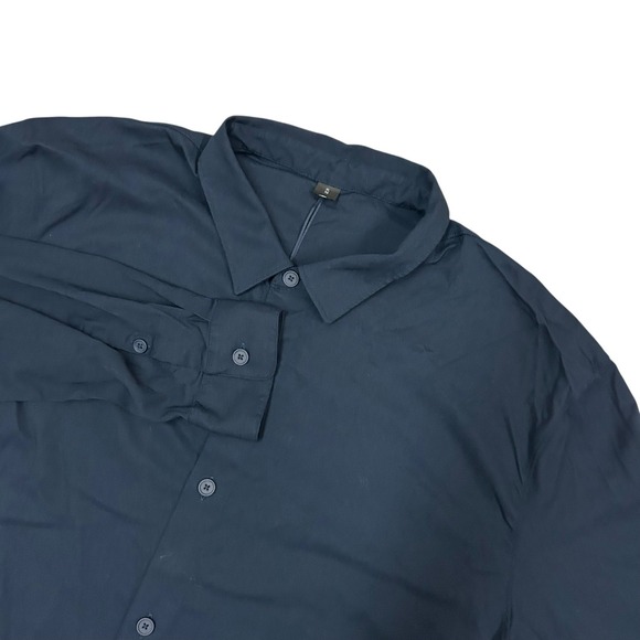 Lululemon Shirt Mens XL Navy Blue Stretch Performance Long Sleeve Button Up - Picture 1 of 8
